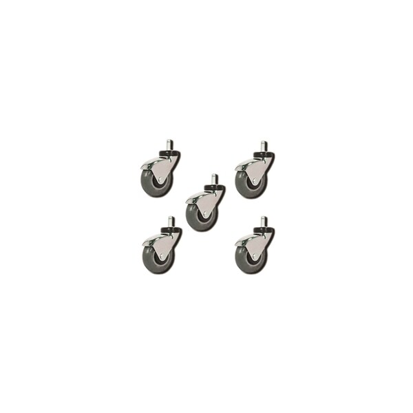 3" Premium Gray Rubber Chair Caster, 110 lbs Capacity Per Ca, PK5